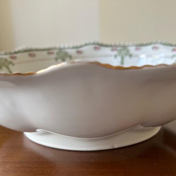 Vintage Royal Rudolstadt Prussia Serving Bowl Green and Pink, Scallop Edge, coll - Picture 9 of 13